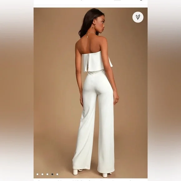 Lulus NWT Power of Love White Strapless Wide Leg Jumpsuit Small - Picture 3 of 12